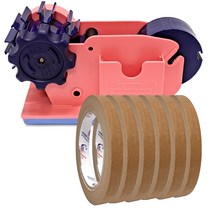 HORSE POWER 홀스파워 물레방아테이프 커터기 +브라운 종이 리필테이프, 분홍(물레방아)+브라운12mm x40M (6개)