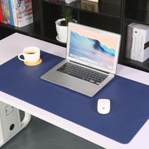 가죽 데스크매트 테이블매트 책상패드 120x60cm 맞춤사이즈 대형사이즈, 자정 블루