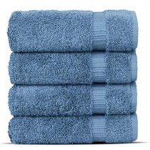 [미국정품매장] 가성비 추천 Chakir Turkish Linens |호텔 및 스파 퀄리티 100% 면 고급 터키산 타월 | 부드럽고 흡수력이 좋습니다(수건 4개 하얀색), Wedgewood_Set of 8 - Towel Set