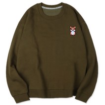 벤힛 댕댕패밀리 밀키 자수 세미 오버핏 특양면 맨투맨