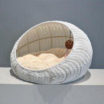 고양이 숨숨집 고양이집 라탄 바구니 강아지집 길냥이, 화이트