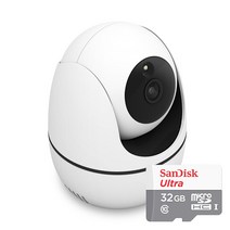 300만화소 실내 아기 보호 관찰 360도 회전형 베이비 와이파이 무선CCTV 홈카메라 CCTV, IPTIME C300+Micro SD 32GB