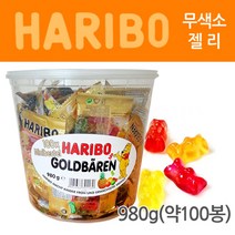 캐릭터볼펜증정 + 하리보 메가파티 젤리 1kg 스타믹스+롤렛+해피콜라+그레이프 학교 어린이집 간식 선물 답례품, 하리보 골드베렌 980g