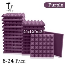 방음 패드 벽지 스튜디오 어쿠스틱 폼 패널 룸 사운드 프루프 스폰지, 24.Purple - High Density-24 Pc