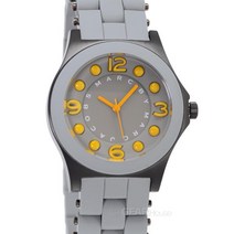 [해외]명품마크제이콥스시계70014895 Marc by Marc Jacobs Pelly Womens Casual Watch Gray Yellow Dial Silicone Band