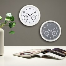 SMN 무소음 온습도 벽시계 온도계 온습도계 벽걸이 시계, 1. 검정(Black/블랙)