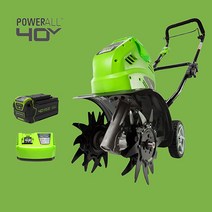 그린웍스 40v 경작기 농업용관리기 농기계 소형 로터리 미니 관리기 소형관리기 텃밭관리기 배토기, 선택2 본체+고속충전기+5Ah배터리1개