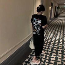 퍼니제이 AND 이니셜 프린팅 롱 원피스