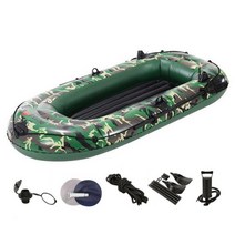 고무 보트 낚시 2-3인용 뗏목 공기 펌프가 있는 카약 로프 패들 야외 표류 를 위한 내구성, 아미 198x122cm