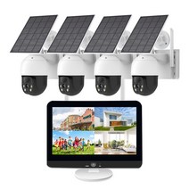 가정용CCTV 실외용 초고화질 CCTV 와이파이 무선 태양광 홈 보안 IP 팬 틸트 줌 카메라 시스템 4 세트 2K 4MP 키트 NVR 포함, 2.cameras kit 1T disk