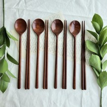 나린 국산 천연 옻칠 나무 수저세트 4인용 고급선물용(선물포장쇼핑백포함)