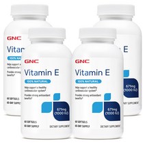 GNC [4개 SET] 100% 천연 비타민 E 1000 IU 60정 (소프트젤) Vitamin 60caps, 1