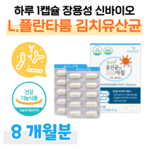 200억 투입 프로 바이오틱스 유산균 신 바이오스틱 장용성 캡슐 2중 코팅 유산균 하루 1알 특허 김치 유산균 락토바실러스 플란타룸 에시도필러스 가세리 람노서스, 8개월, 500mg x 60정 (하루1캡슐)
