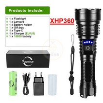 2023 360 초강력 손전등 18650 26650 충전식 고성능 전술 텔레스코픽 줌 랜턴, B41-BOX, Black, 리튬 금속 + ZOOM