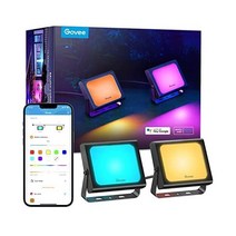 Govee 실외 조명 RGBIC 투광 28가지 장면 모드 및 4가지 음악 모드가 있는 LED 조경 스마트 색상 변경 IP66 방수 앱 제어 정원 마당 벽용 파티오 2팩, 01.2팩