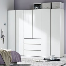 한샘 샘베딩 스테디 옷장세트 240cm(높이194cm) 서랍형 10종, F형 : 화이트무광도어+라이트오크몸통(F)