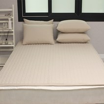 부드럽고 위생적인 사계절 침대 패드, 150X200 패드Q 사이즈, 세미워싱 무지, 베이지