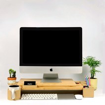 LAY20A 전용 원목 모니터 받침대 우드 컴퓨터 거치 스탠드 나무 선반 USB 수납 정리 액세서리, 컵 홀더