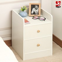 JS리빙 협탁 침대 침실 쇼파 미니 거실 원목 3단 서랍장 사이드 테이블 수납장 선반 거실장 보조 수납 베드 인테리어 침대옆 간이 좁은 틈새 높은 화이트 서랍 A9*371J10-0, 로넌 협탁