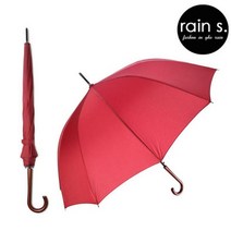 rain s.레인스 12살 튼튼한 자동 장우산 우드핸들 버건디