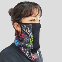 아이젠하임 자외선차단 골프 얼굴햇빛가리개 여성 남성 쿨 스포츠 마스크, 블랙, 패턴, LARGE