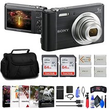 sony cyber-shot dsc-w800 디지털 카메라(블랙)(dscw800b) + 3 x np-bn1 배터리 + 케이스 + 충전기 + 2 x 64gb 카드 + 카드 리더기 +