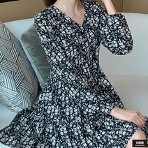 가바바 여성 원피스 화려하고 화사한 플라워 패턴의 브이넥 쉬폰 미니원피스 G49600
