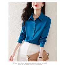 링클프리셔츠 구김없는 여성 셔츠 봄 가을 고급 실크 고상한 전문 긴팔 고감도 새틴 링클프리 논아이론 게스트 룩 탑