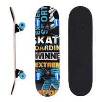 초보자를 위한 스케이트보드 컴플리트 스케이트보드 78.7 x 20.3cm(31 x 8인치) 9겹 단풍나무 더블 킥 오목한 표준 스케이트보드 LED 조명 휠 포함 어린이 남아, 31 x 8 Inch