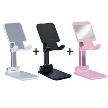 1+1+1 스마트폰 태블릿 접이식 탁상용 거치대, 핸드폰거치대(총3개), 화이트