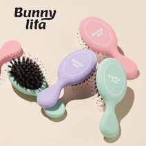 버니리타 휴대용 미니 돈모 민트 헤어브러쉬 파스텔퍼플 머리빗 토끼빗 [LB555], 단품
