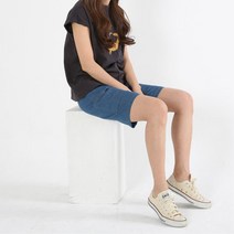여성 스마트폰 포켓 밴딩 5부 청 반바지 숏팬츠 캠핑룩 하의 숏츠 모던 편한반바지