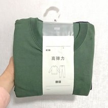 Uniqlo 고탄력 캐주얼 정장 남성용 긴팔 homewear 잠옷 라운드 넥 433406 442365
