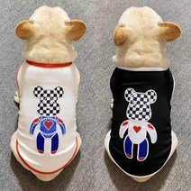 (토토네)프렌치불독 체크베어 민소매티셔츠 슈나우저 시바견 웰시코기 강아지옷 TO-54, 화이트