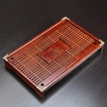 전통 원목 다도 차판 차 트레이 단단한 나무 쿵후 세트 서랍 중국 물 배수, 진한 빨간색 난초