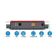 AVM FRITZ!Box 7510(Wi-Fi 6 라우터(WLAN AX) 최대 600Mbit/s(2.4GHz) VDSL 슈퍼벡터링 35b 최대 300Mbit/s Mesh WLAN DECT 베이스 미디어 서버 독일에 적합) -13479, Repeater 2400과 함께 제공됨
