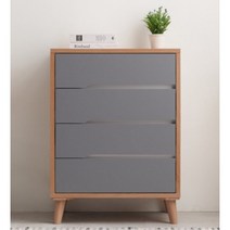 미니멀 핸들리스 안방 드레스룸 4단 옷 서랍장(60cm 6컬러) 광폭 다용도함 빈티지 긴, 화이트그레이