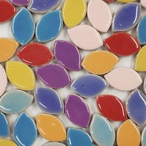 붙이는타일 벽데코 타일 스페인 거실 폴리싱 모자이크 100g3.52oz(약 50pcs) 도자기 0.5cm 두께 별하트원형꽃 모양 diy 공예 재료, 잎, 100g-3.52oz