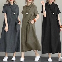 여름 여성 셔츠 빅사이즈 면마 원피스 롱셔츠 스커트