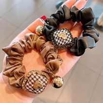 하운드체크와 컬러큐빅 포인트 가죽 곱창밴드 2컬러 가죽헤어로프 연예인 아이유곱창 헤어끈 곱창머리끈