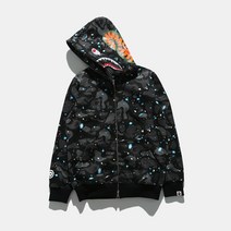 BAPE 까마귀 샤크 플러스 벨벳 스웨터 남성과 여성의 까마귀 캐주얼 재킷