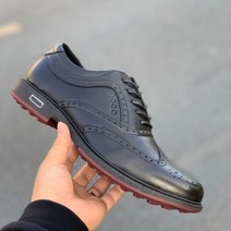 진짜 가죽 골프 신발 남성용 스파이크리스 클래식 블랙 훈련 스니커즈