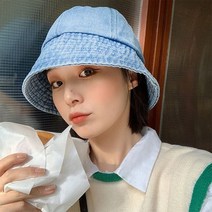 여자 여성 빅 사이즈 오버핏 챙넓은 와이어 청 데님 대두 쌩얼 얼굴가리는 버킷햇 벙거지 모자