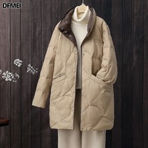 DFMEI 얇은 패딩 여 최상급 하프 기장 화이트 오리털 겨울 얇은 코트