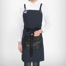 바리스타 X형 레자포켓 앞치마/네이비데님(A-630), 네이비데님