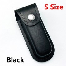 가죽칼케이스 피싱 나이프 휴대용 벨트 2 크기 소가죽 접는 칼 칼집 상단 첫 번째 레이어 진짜 가죽 칼집 펜치 케이스 허리 벨트 버클 포켓 가방 캠핑 edc, S 사이즈 블랙