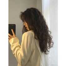 가발 여성 롱 헤어 롤 인싸템 미드 부 앞머리 내추럴 핍진 히든 헴라인 양털 울 옥 쌀 뜨겁다 전 넥 2676156275, 1, 다크브라운 송발망 앞머리 스타일