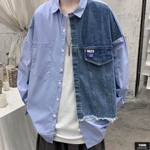 가바바 남성 청남방 Lufy 언밸런스 S/F 스티치 데님 셔츠 G58115