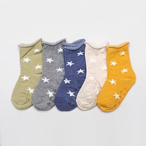 우리섬유 유아동양말 설.스타돌돌이 중목 양말 5켤레SET