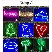 도매 72 스타일 Led 네온 불빛 화려한 무지개 사인 룸 홈 파티 웨딩 장식 크리스마스 선물 램프, Group C, NO. 9